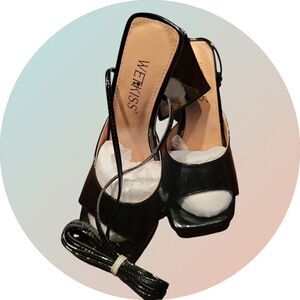 Wetkiss Black Strappy Heels Size 7